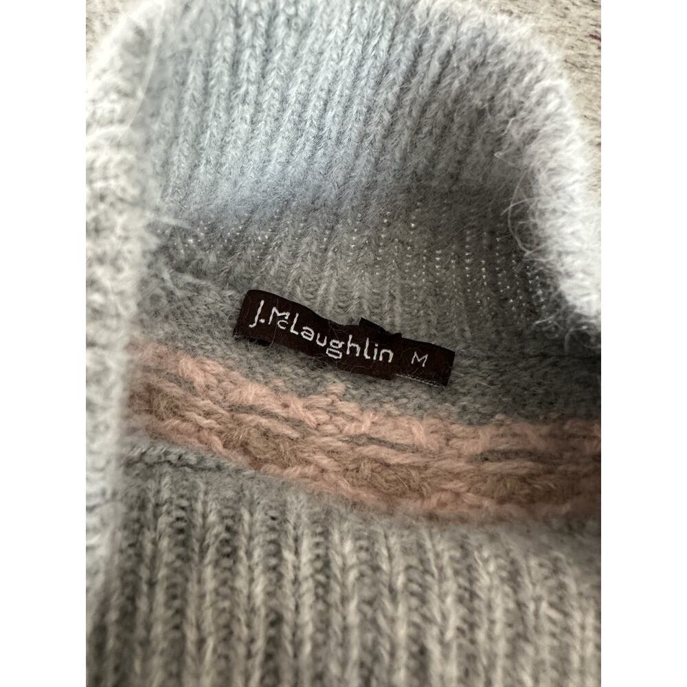 J.McLaughlin Fair Isle Sweater Angora Blend Gray Sweater Sz M - Picture 3 of 7